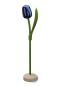 Preview: Wooden tulip in a wooden base, to stand, 34cm high, made in Holland, color: blue/white